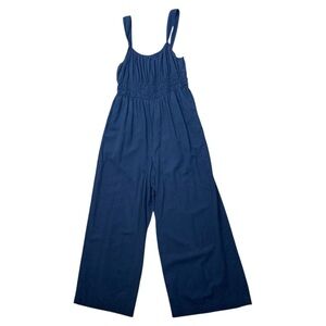 Madewell Jumpsuit Linen Pants Blue Med Summer Minimalist Classic Lightweight